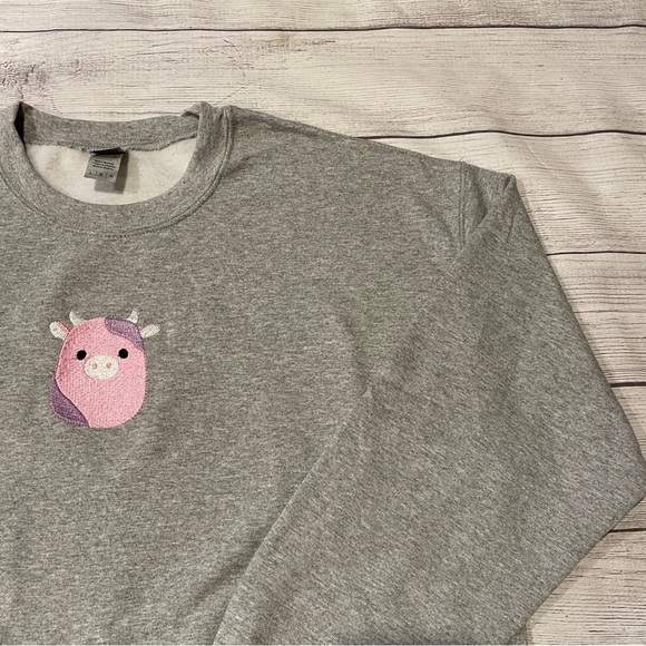 Custom Embroidered Squishmallow Crewneck Sweatshirt or T-Shirt Patty the Cow - Picture 2 of 5